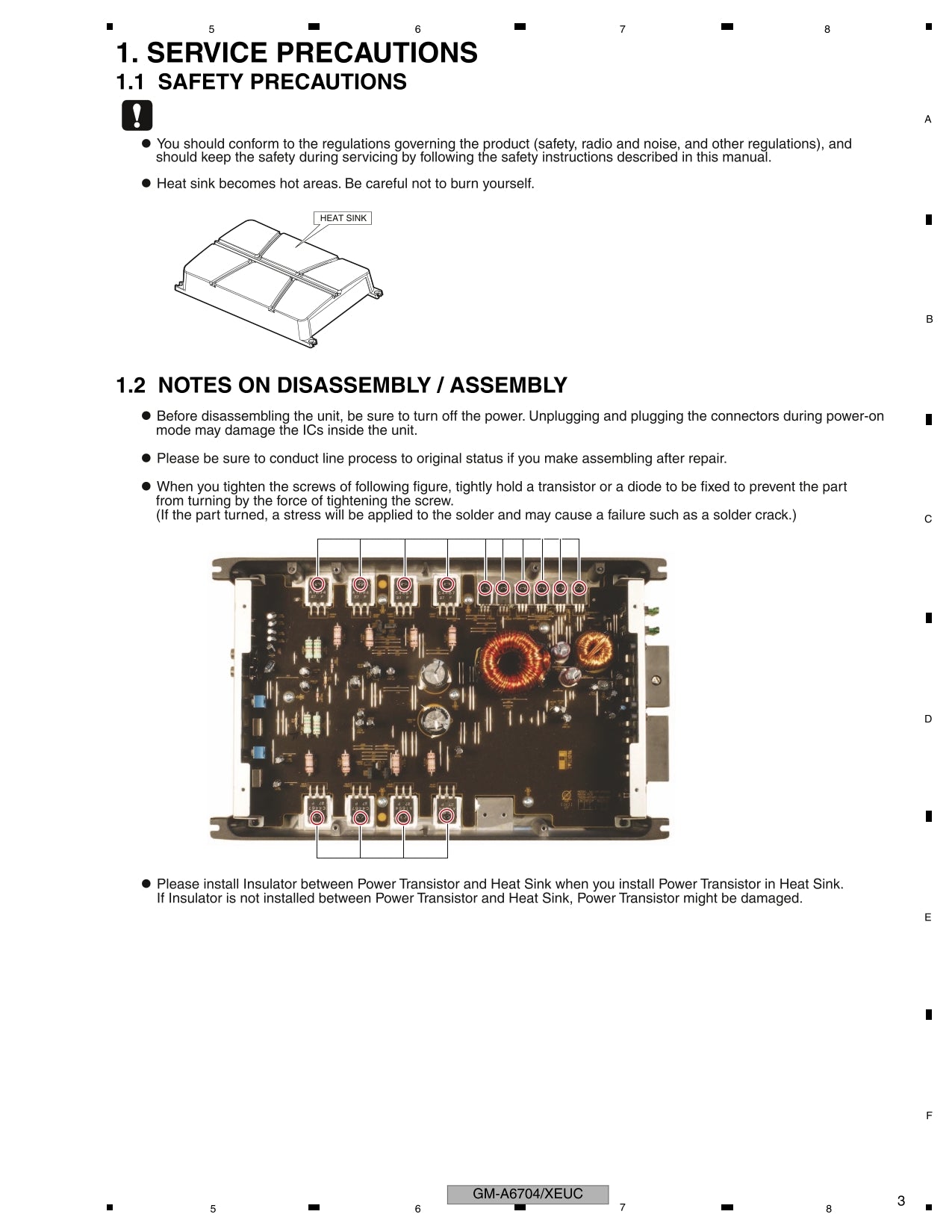 Pioneer GM-A6704 Four-Channel Power Amplifier Service Manual (Pages: 23)