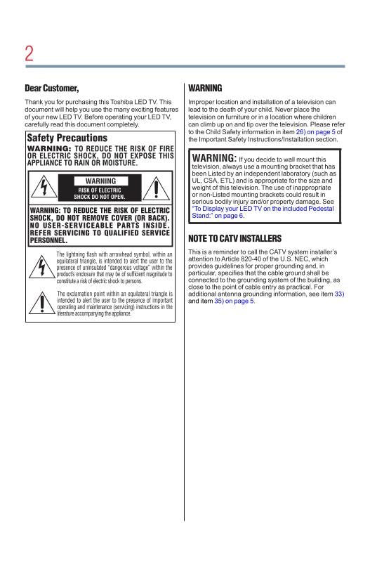 Toshiba 40L3400U 50L3400U TV Operating Manual