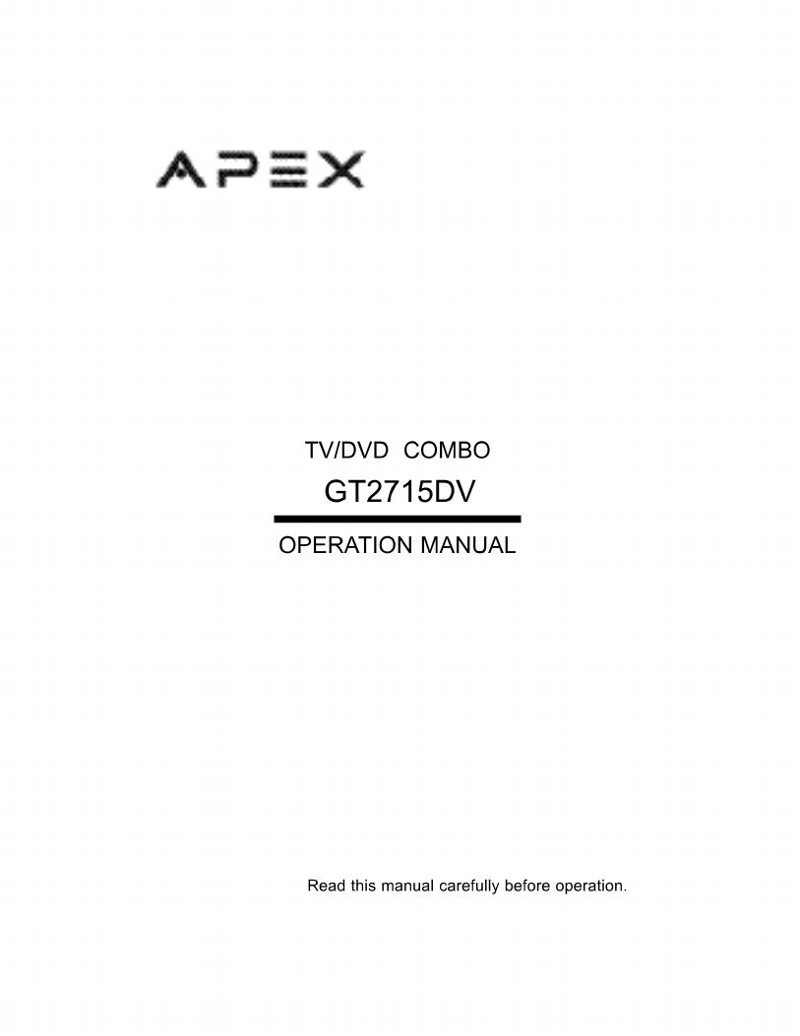 Apex GT2715DVOM TV Operating Manual