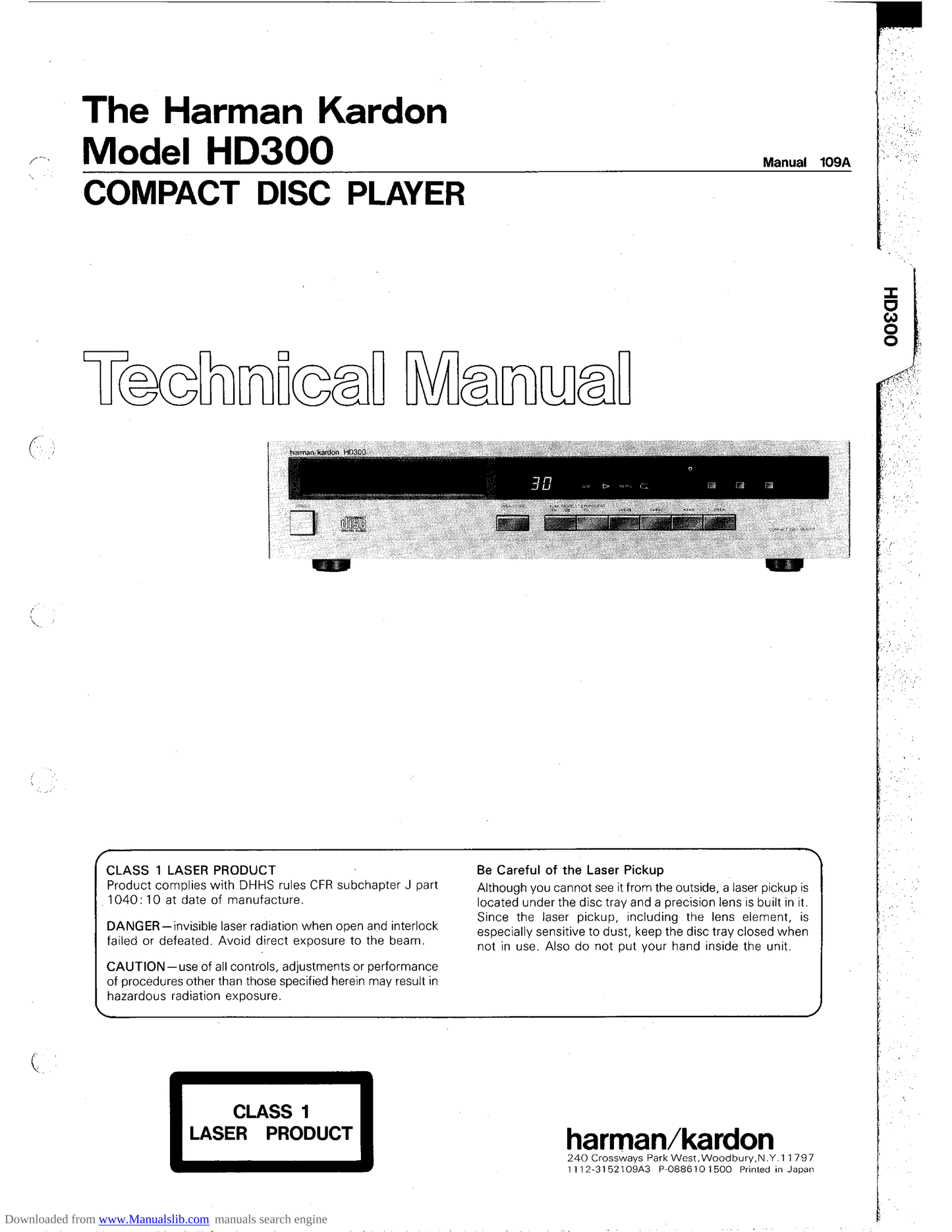 Harman/ Kardon HD300 CD Player Service Manual (Pages: 48)