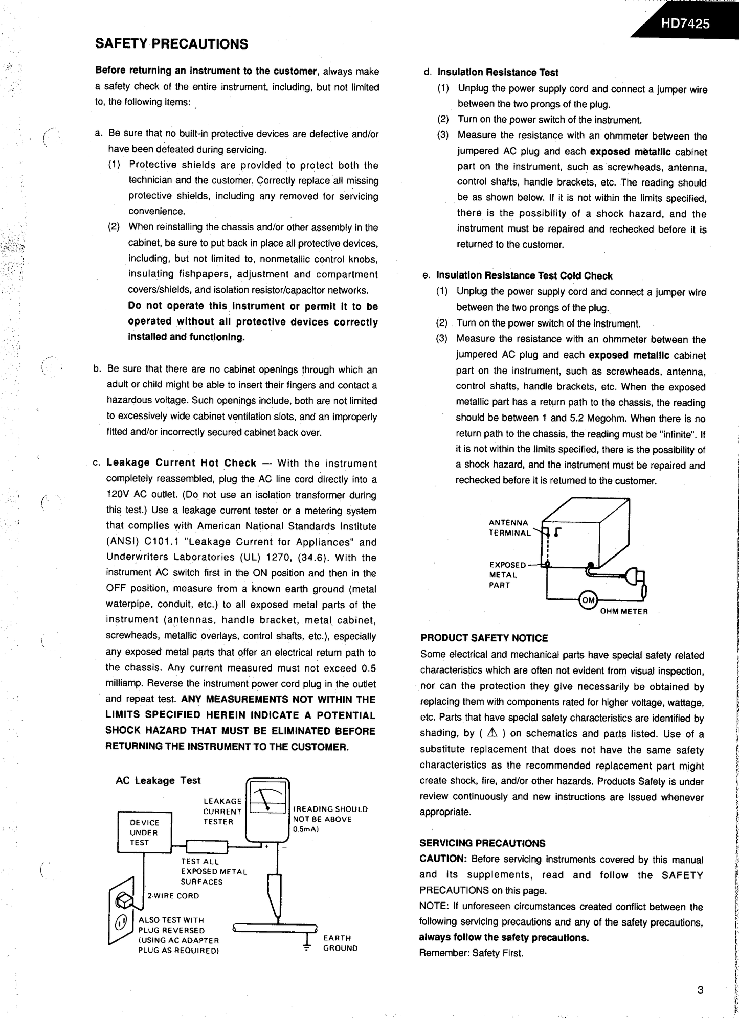 Harman/ Kardon HD7425 CD Player Service Manual (Pages: 61)