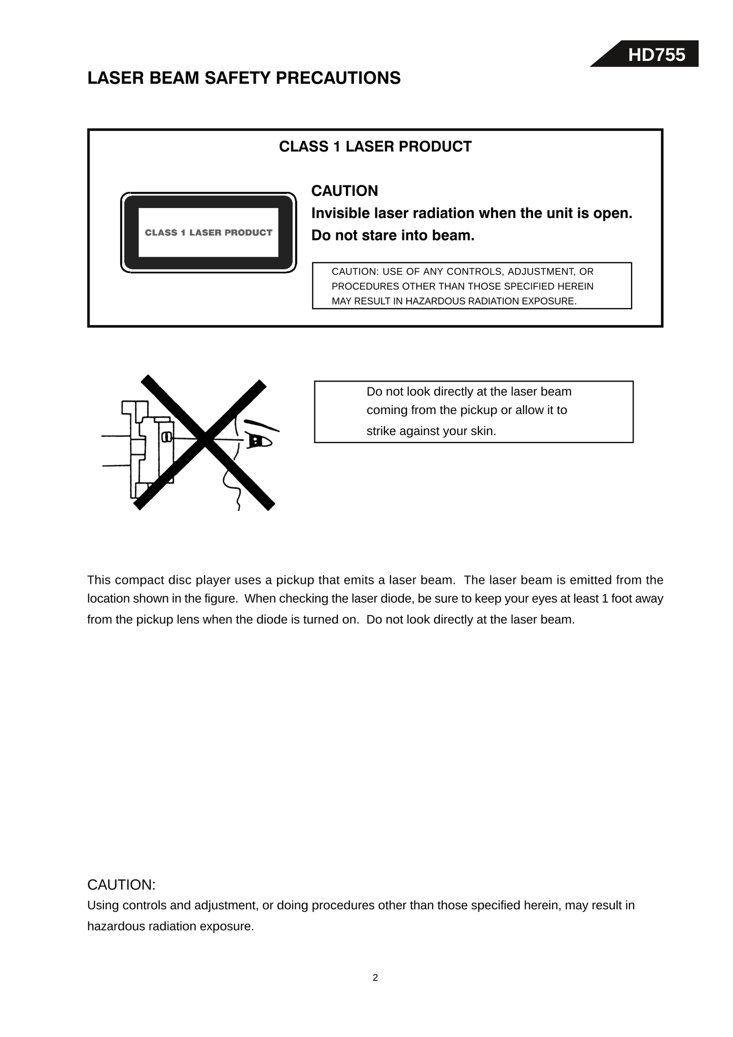 Harman/ Kardon HD755 CD Player Service Manual (Pages: 65)