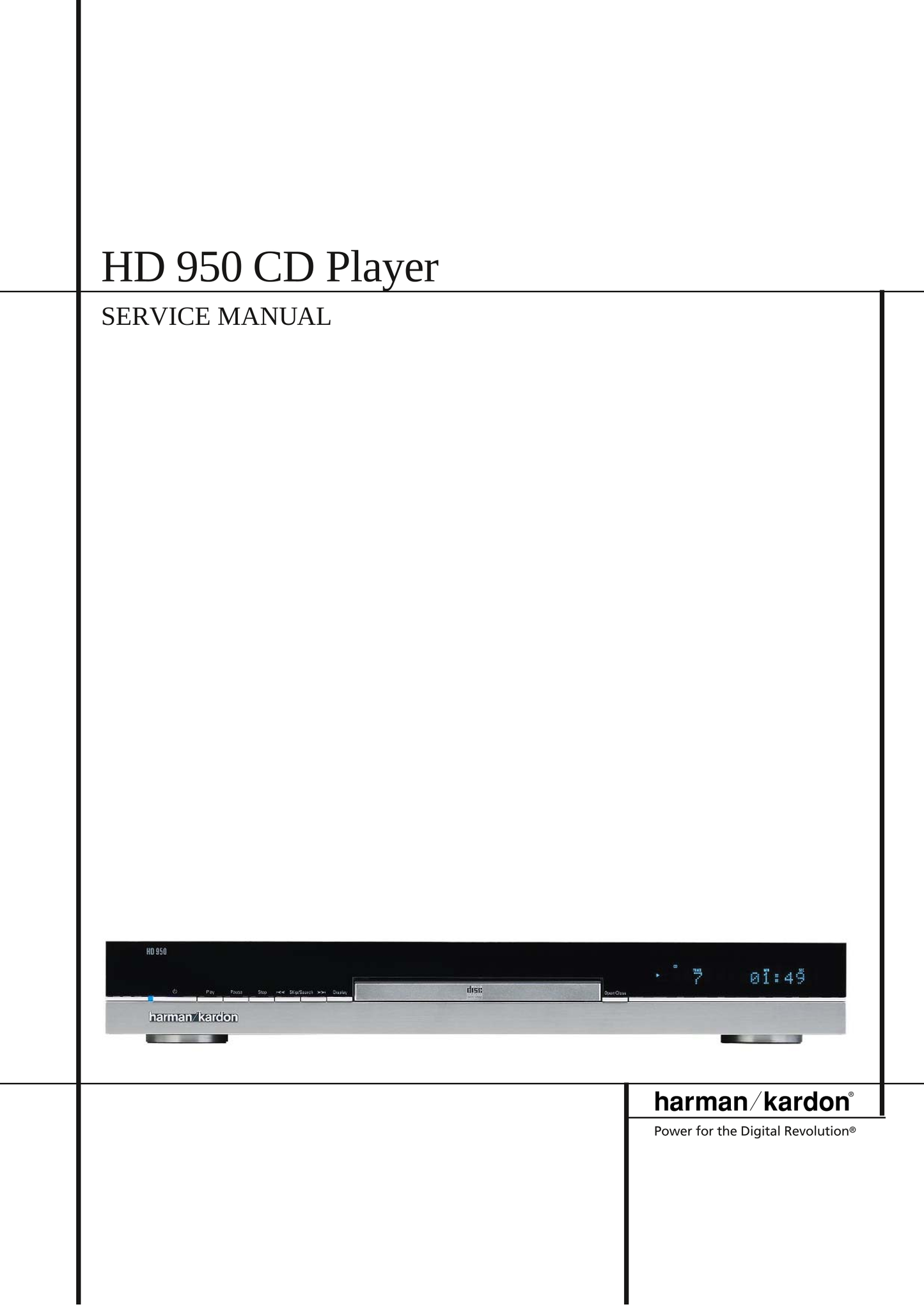 Harman/ Kardon HD 950 CD Player Service Manual (Pages: 36)