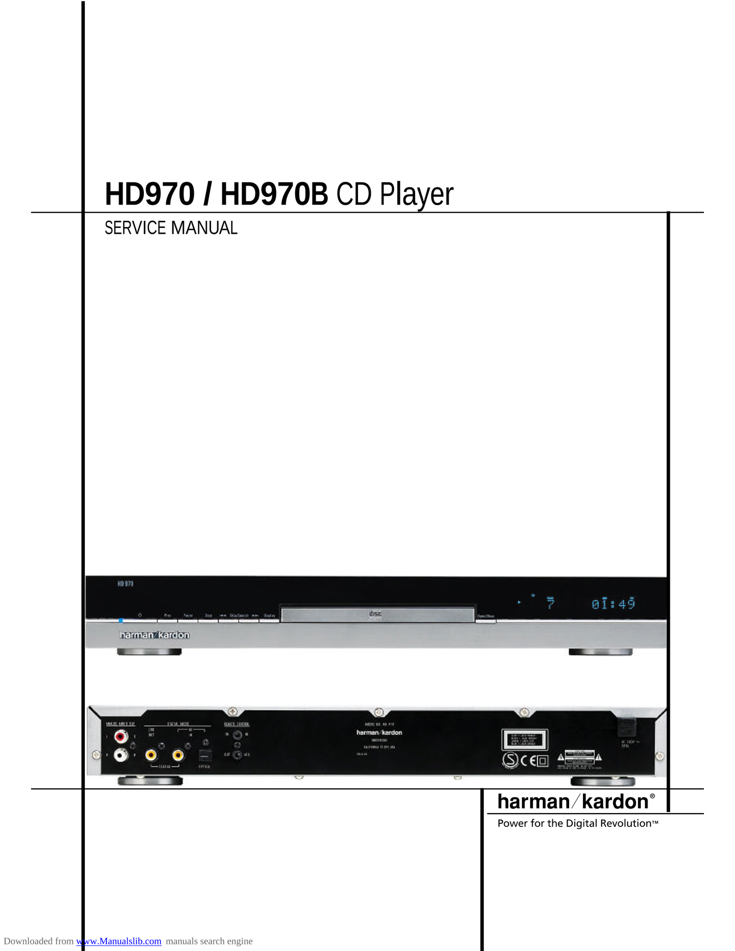 Harman/ Kardon HD970 & HD970B CD Player Service Manual (Pages: 30)