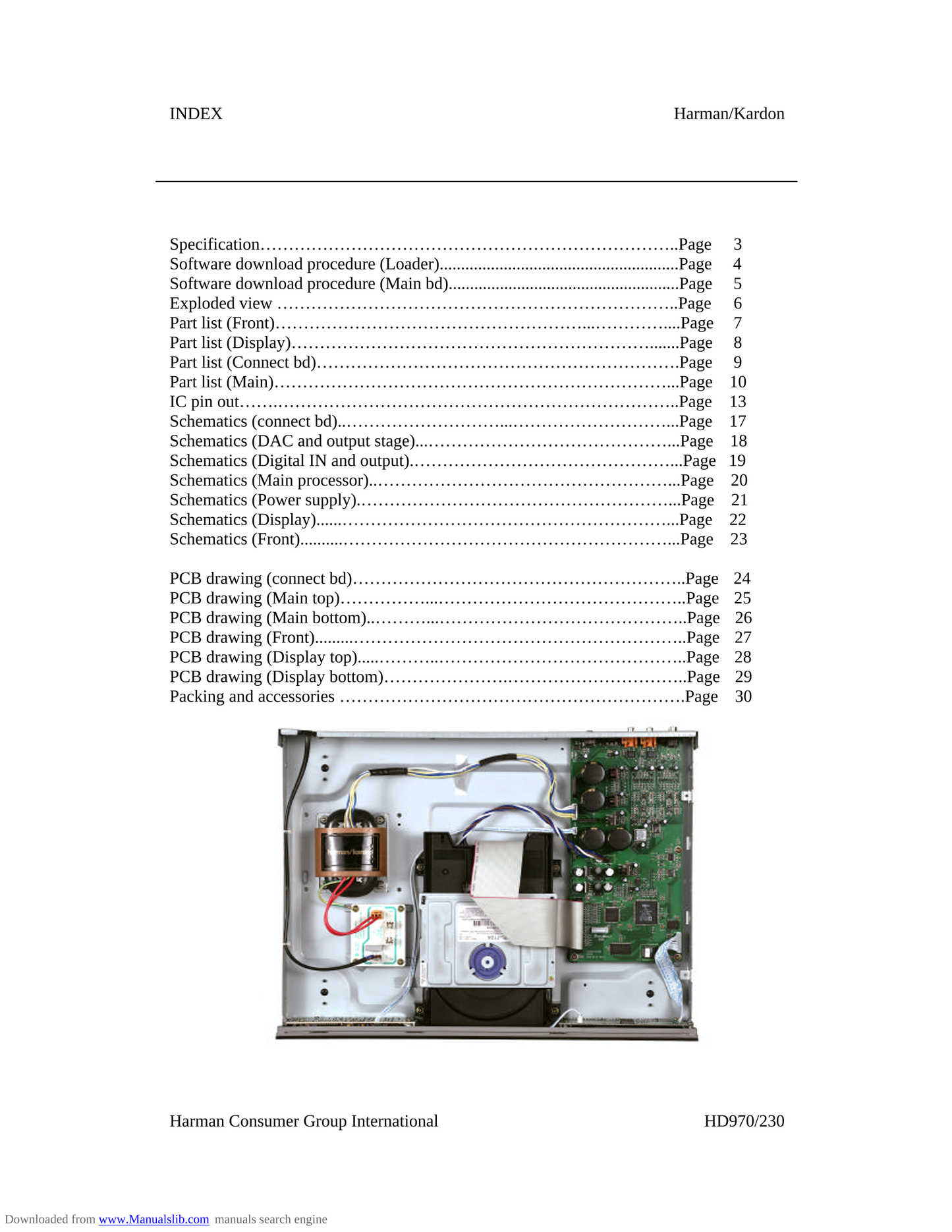 Harman/ Kardon HD970 & HD970B CD Player Service Manual (Pages: 30)