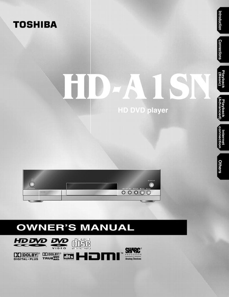 Toshiba HDA1 HDA1SN HDD1 DVD Player Operating Manual