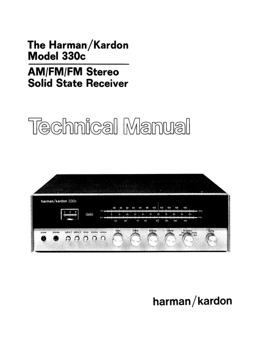 Harman/ Kardon HK330c AM/FM Stereo Receiver Service Manual (Pages: 39)