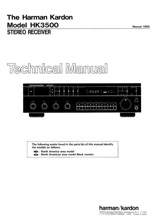 Harman/ Kardon HK3500 Stereo Receiver Service Manual (Pages: 52)