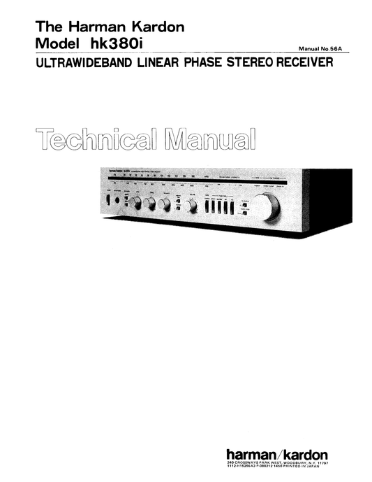 Harman/ Kardon HK380i Ultra Wideband Linear Phase Receiver Service Manual (Pages: 28)