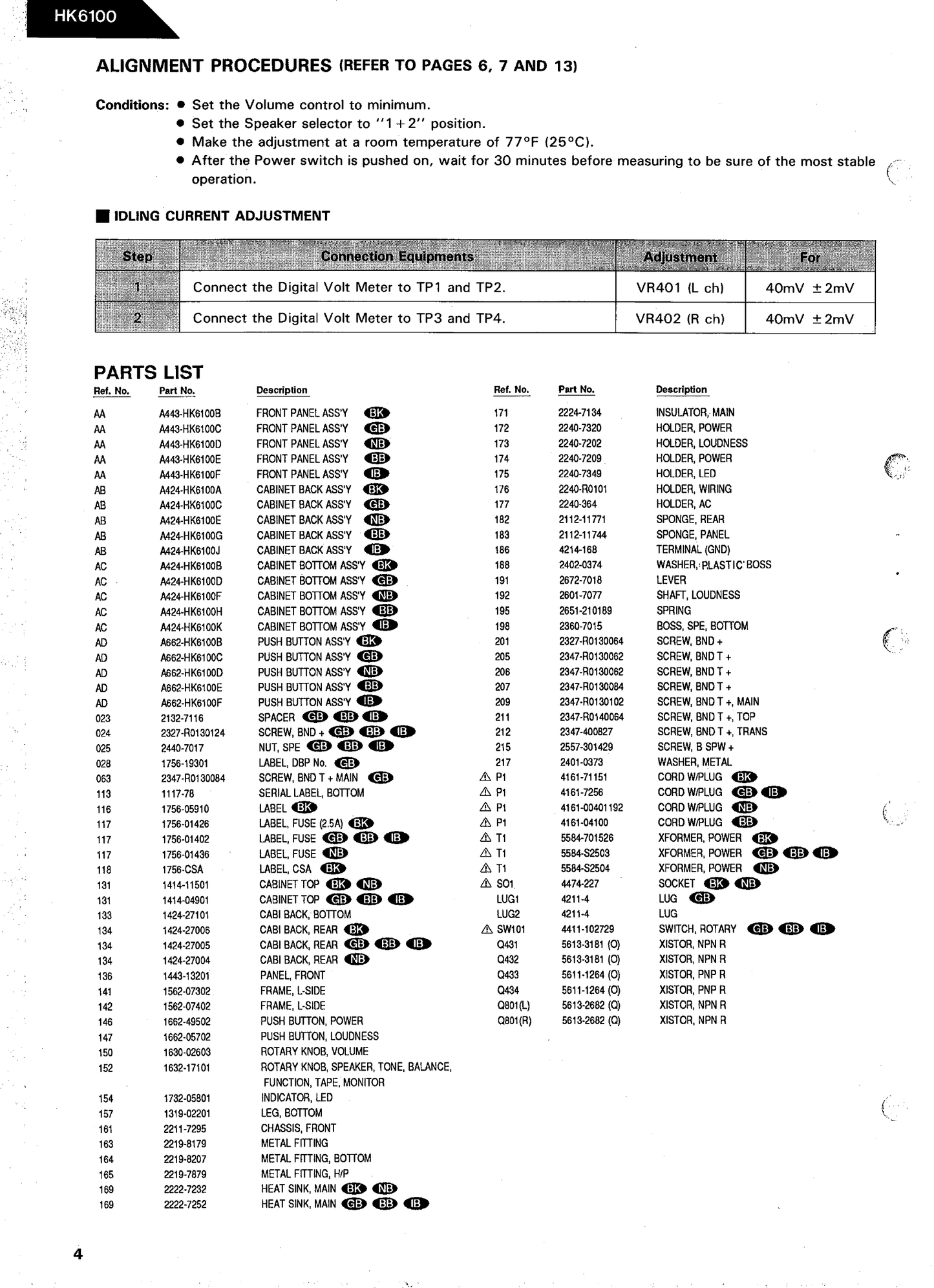 Harman/ Kardon HK6100 Amplifier Service Manual (Pages: 32)