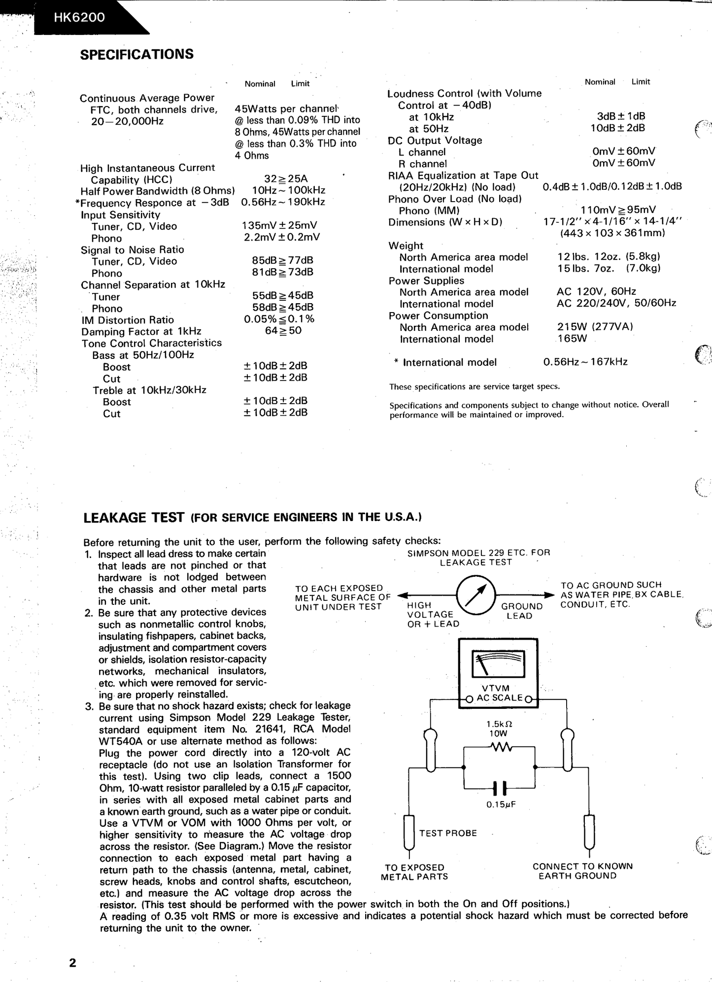 Harman/ Kardon HK6200 Amplifier Service Manual (Pages: 32)