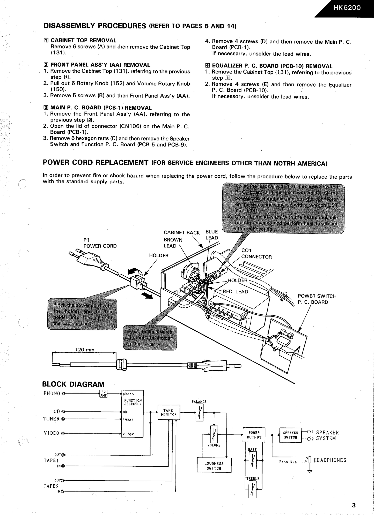 Harman/ Kardon HK6200 Amplifier Service Manual (Pages: 32)