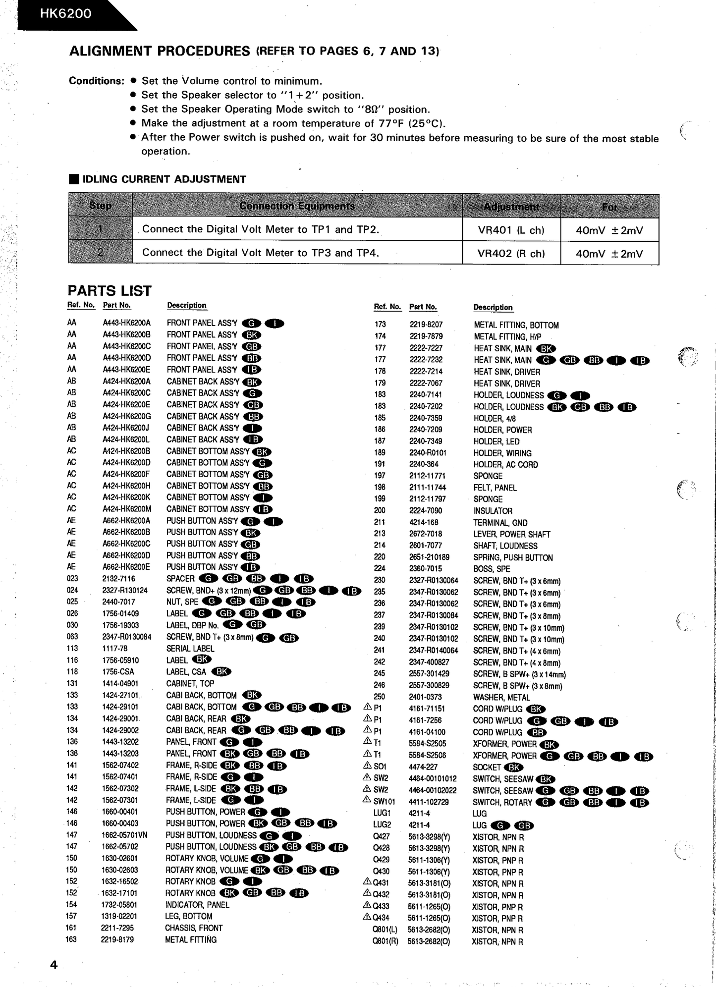 Harman/ Kardon HK6200 Amplifier Service Manual (Pages: 32)