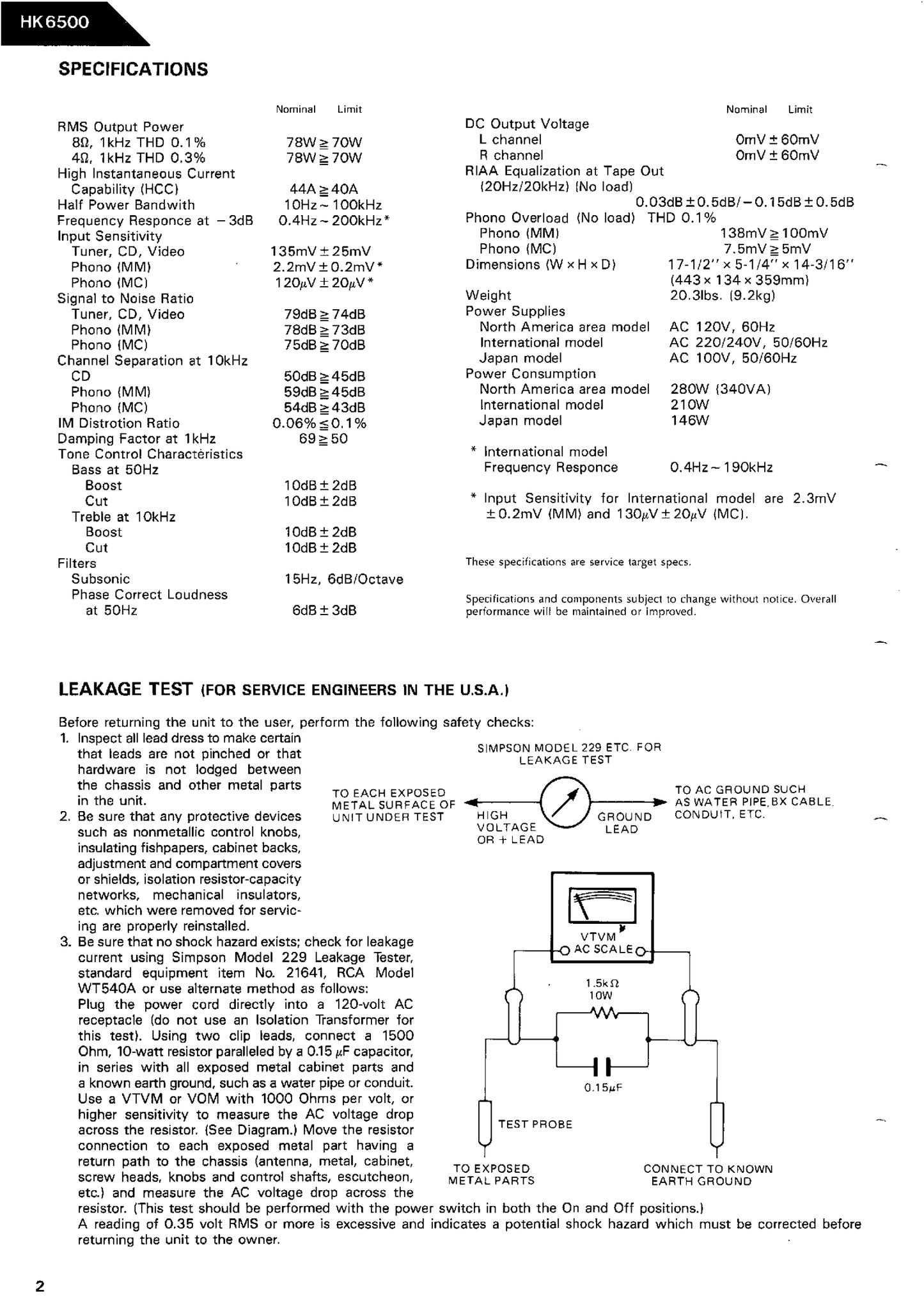 Harman/ Kardon HK6500 Amplifier Service Manual (Pages: 28)