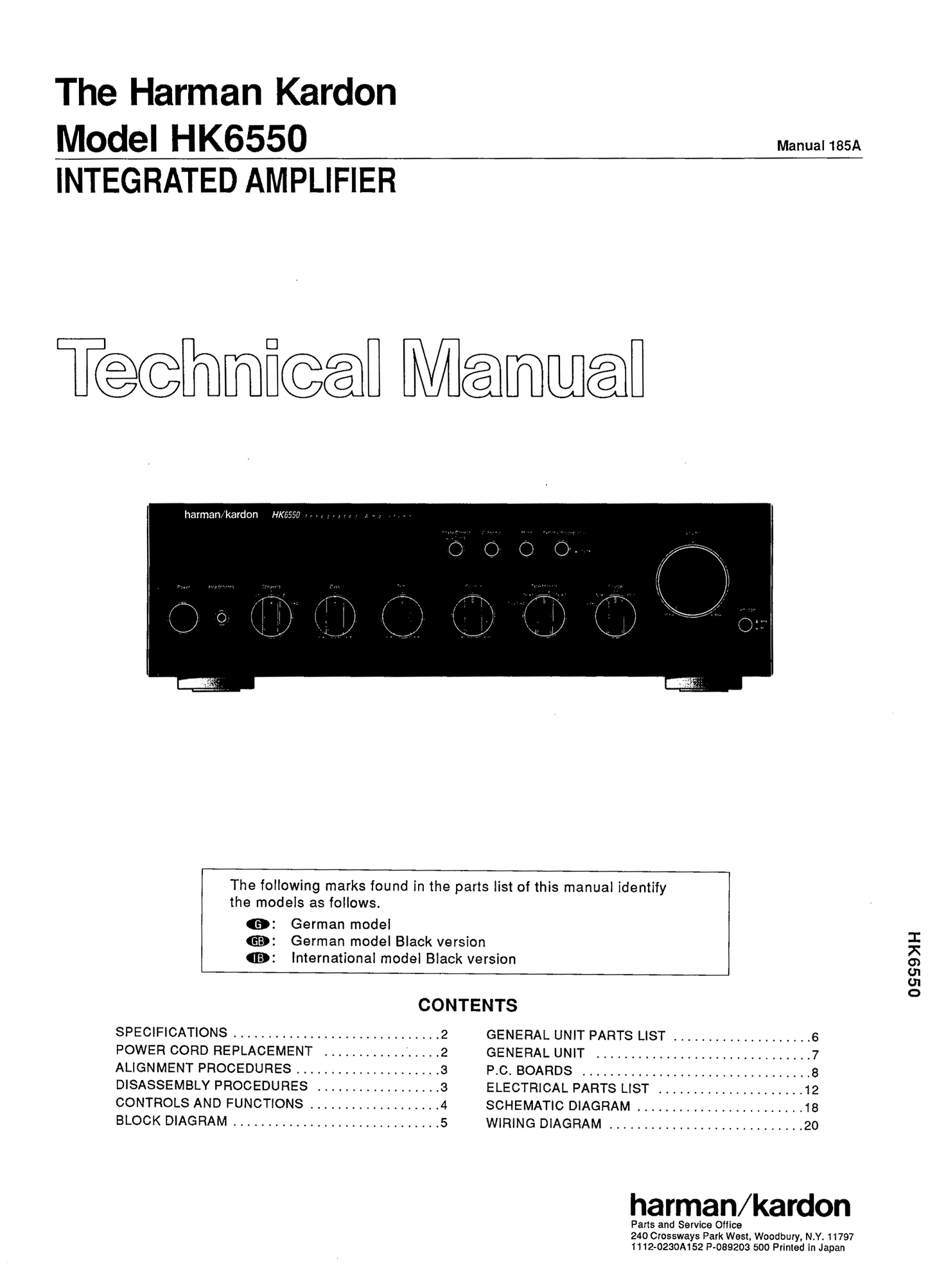 Harman/ Kardon HK6550 Amplifier Service Manual (Pages: 30)