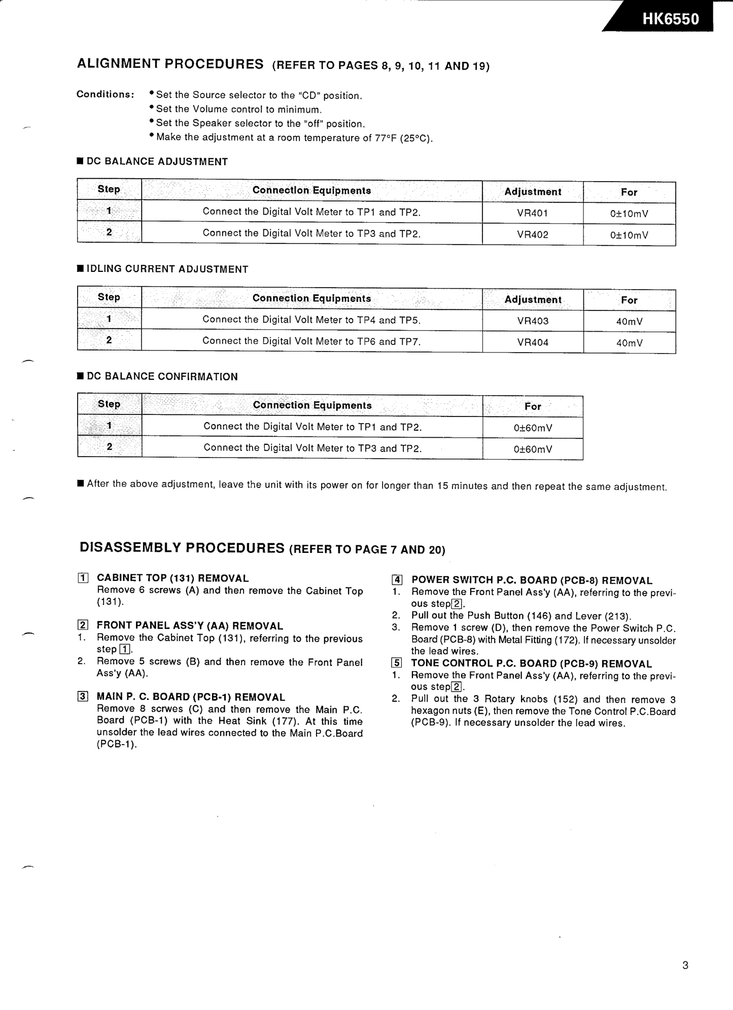 Harman/ Kardon HK6550 Amplifier Service Manual (Pages: 30)