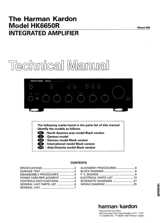 Harman/ Kardon HK6650R Amplifier Service Manual (Pages: 40)