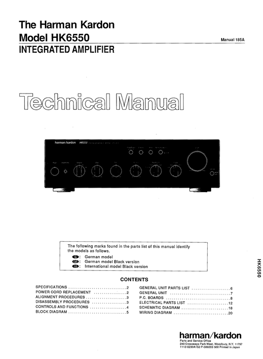 Harman/ Kardon HK6650 Integrated Amplifier Service Manual (Pages: 30)