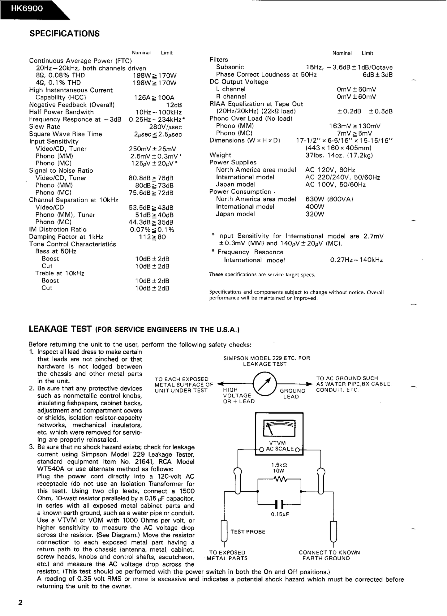 Harman/ Kardon HK6900 Amplifier Service Manual (Pages: 52)