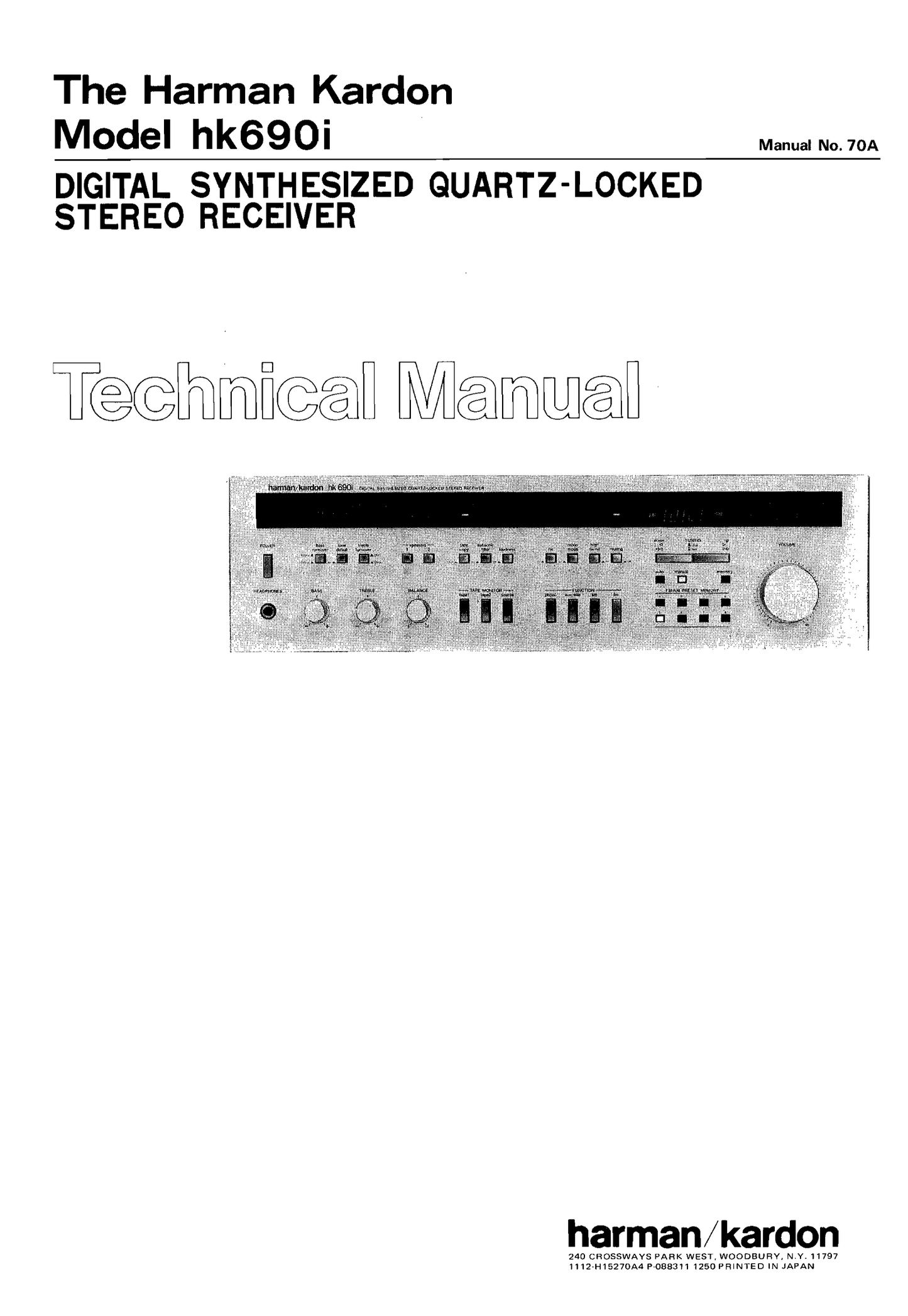 Harman/ Kardon HK690i Synthesized Quartz-Locked Stereo Receiver Service Manual (Pages: 50)