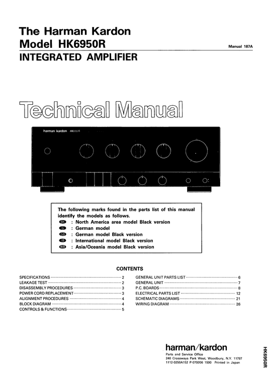 Harman/ Kardon HK6950R Amplifier Service Manual (Pages: 56)