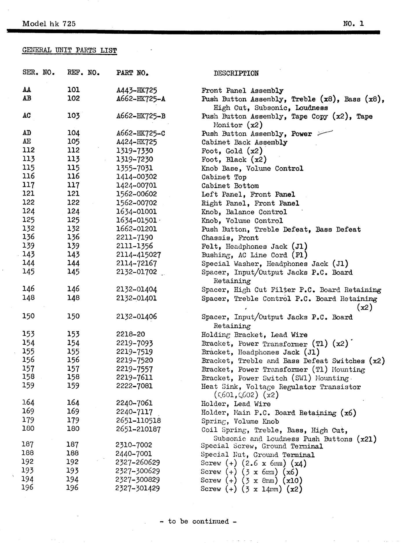 Harman/ Kardon HK725 Preamplifier Owner & Service Manual (Pages: 33)