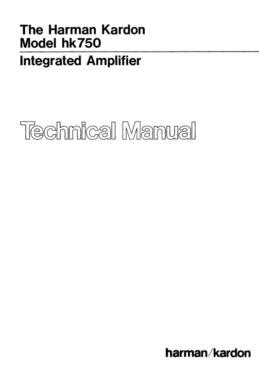 Harman/ Kardon HK750 Amplifier Owner & Service Manual (Pages: 38)