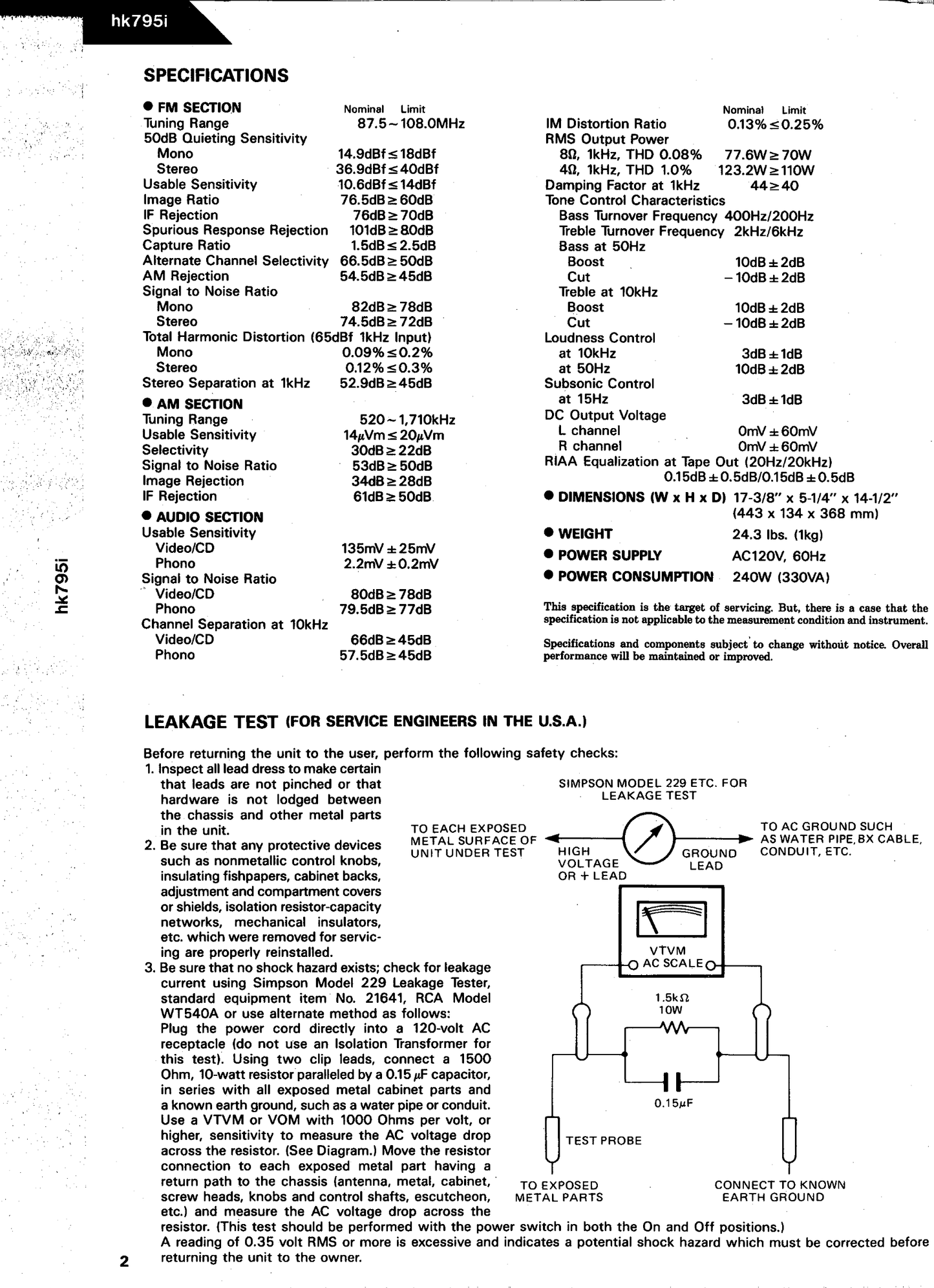 Harman/ Kardon HK795i Synthesized Quartz-Locked Stereo Receiver Service Manual (Pages: 35)