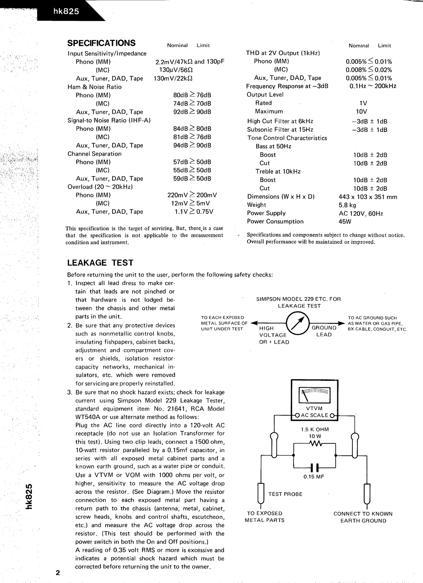 Harman/ Kardon HK825 Amplifier Service Manual (Pages: 26)