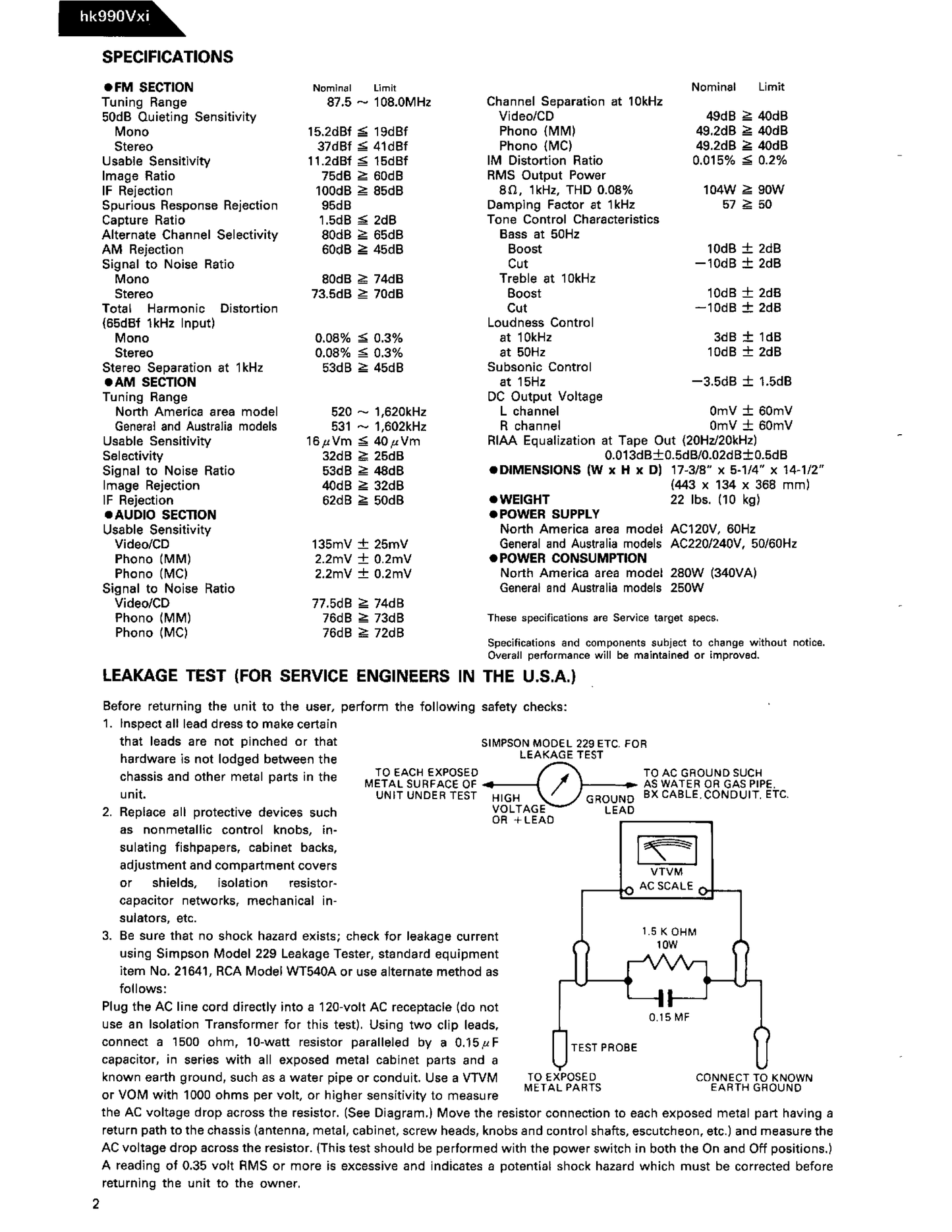 Harman/ Kardon HK990Vxi High Voltage/ Current Stereo Receiver Service Manual (Pages: 53)