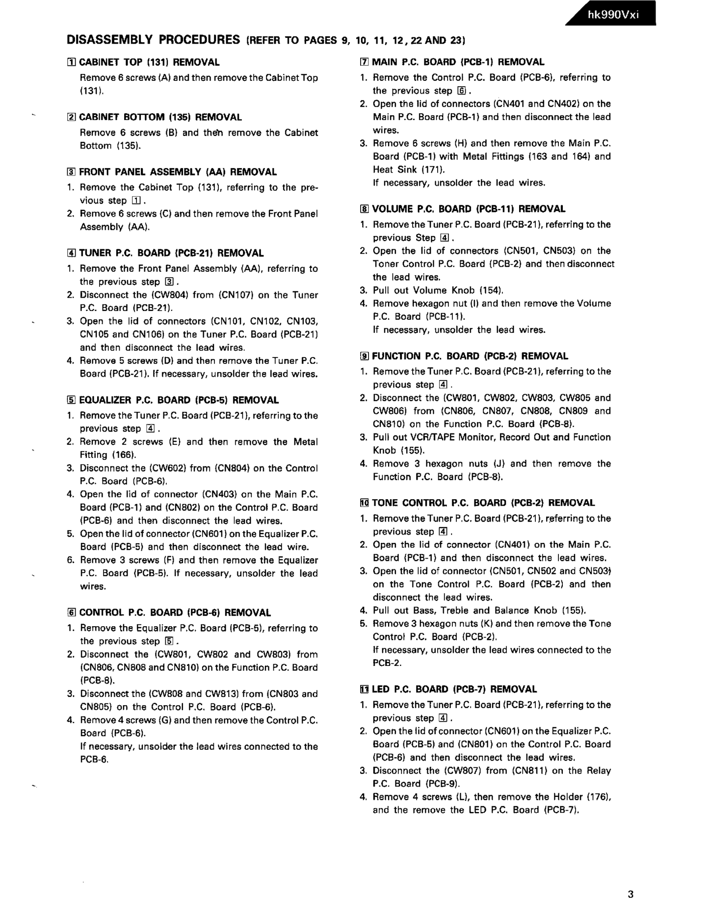 Harman/ Kardon HK990Vxi High Voltage/ Current Stereo Receiver Service Manual (Pages: 53)