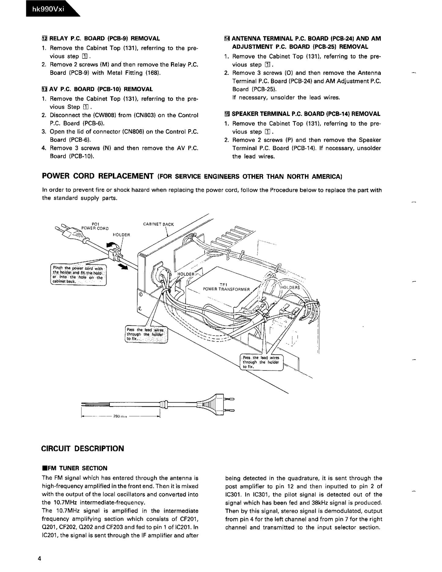 Harman/ Kardon HK990Vxi High Voltage/ Current Stereo Receiver Service Manual (Pages: 53)