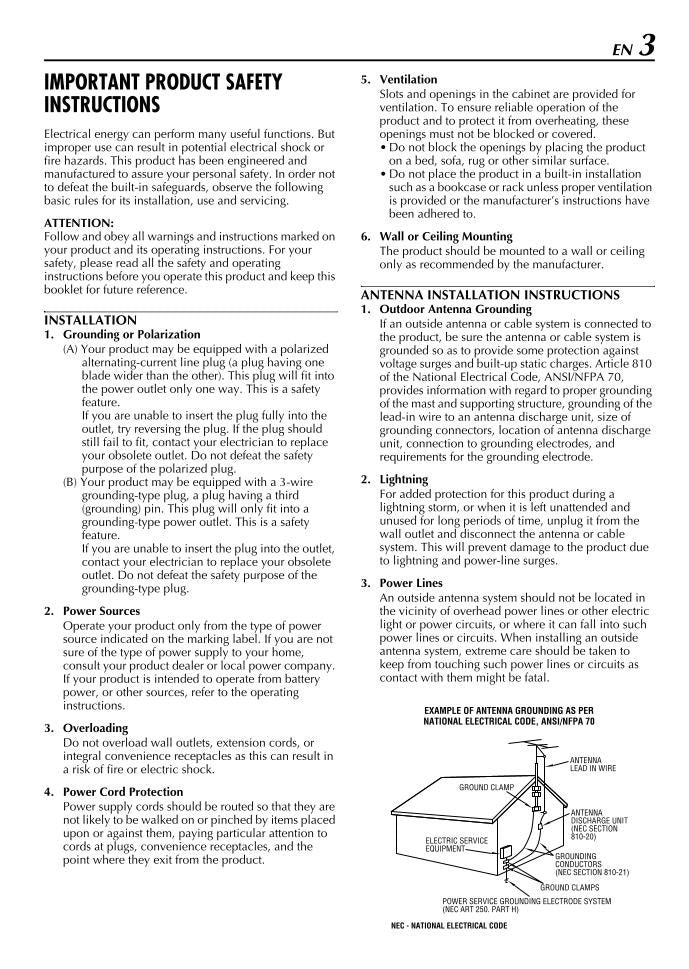 JVC HMDH5US TV/VCR Combo Operating Manual