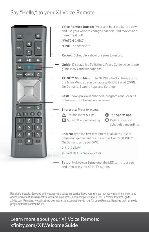 xfinity X1 TV Cable Box Operating Manual