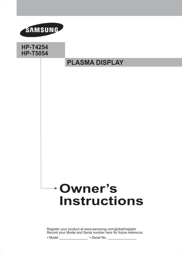 Samsung CS29Z6HMQ HPT4254X/XAA HPT4254X/XAP TV Operating Manual