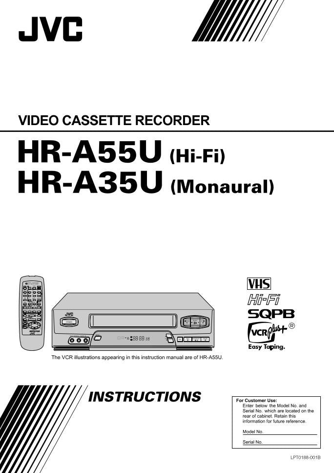 JVC HRA35U HRA55U VCR Operating Manual