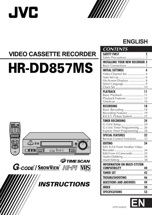 JVC HRDD857MS VCR Operating Manual