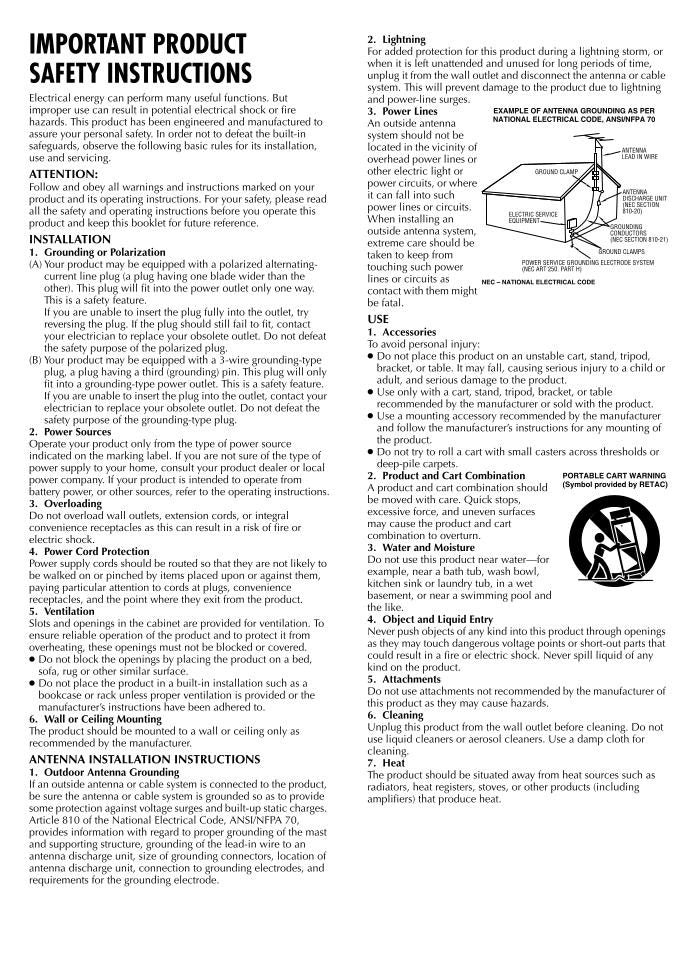 JVC HRFS1U VCR Operating Manual