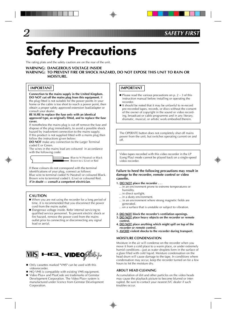 JVC HRJ235EK VCR Operating Manual