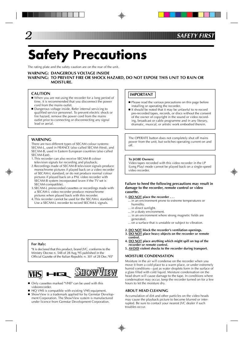 JVC HRJ238E HRJ438E Audio System Operating Manual