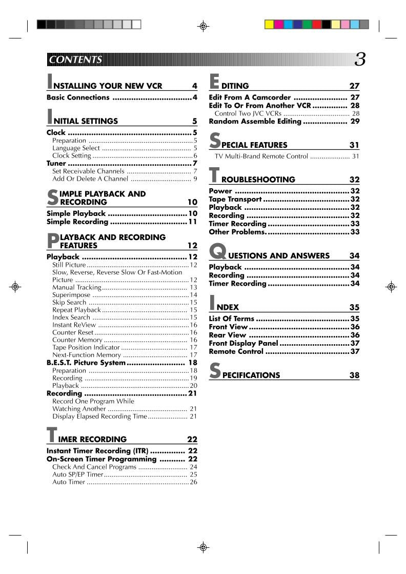 JVC HRJ4003UM VCR Operating Manual