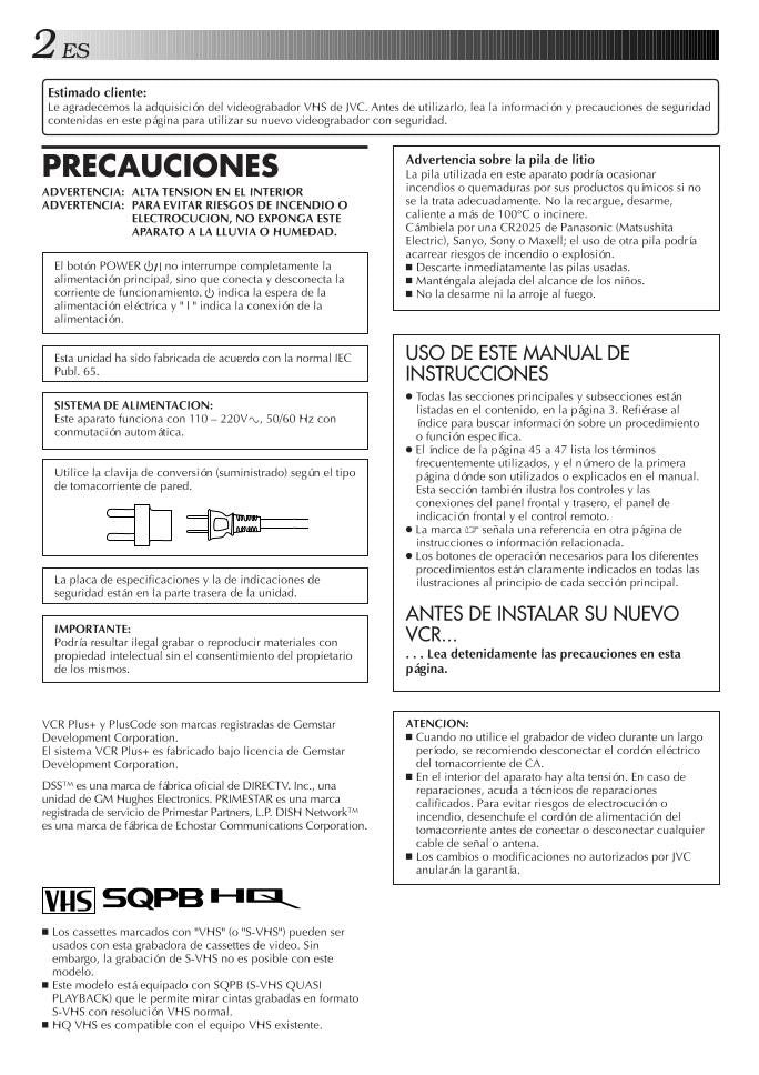 JVC HRJ7005UM VCR Operating Manual