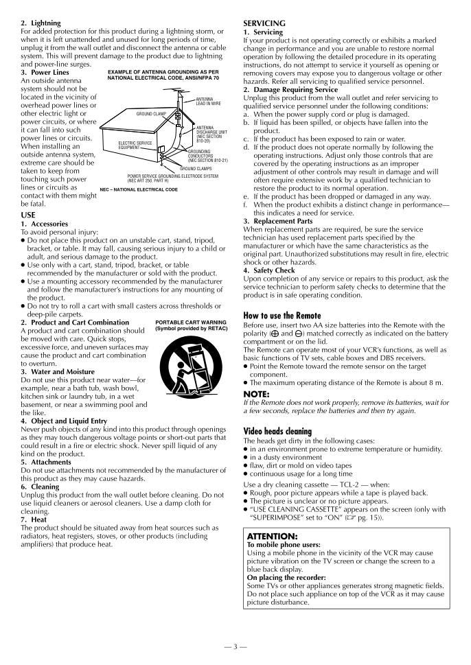 JVC HRS2911U HRS3901U HRS3911U TV/VCR Combo Operating Manual