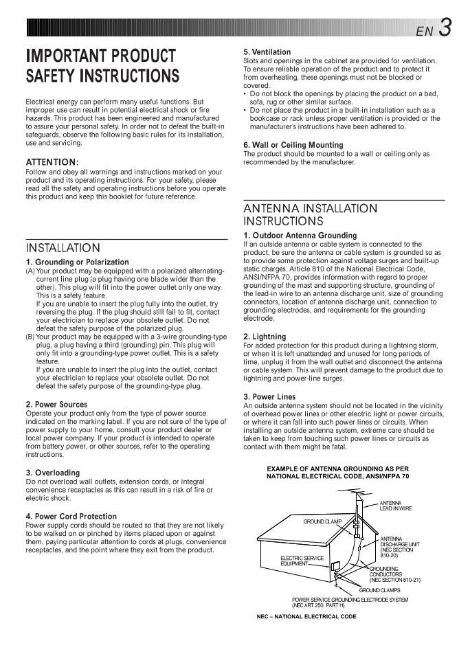 JVC HRS4500U VCR Operating Manual