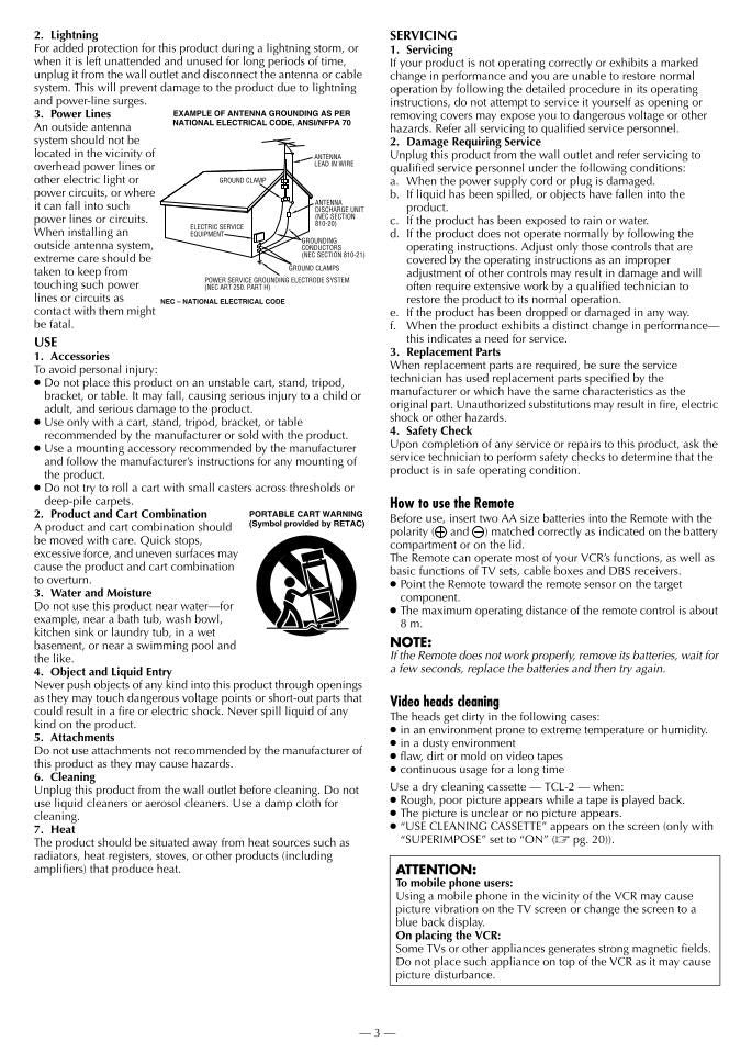 JVC HRS9911U VCR Operating Manual