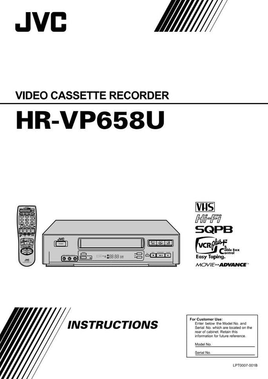 JVC HRVP658U TV/VCR Combo Operating Manual