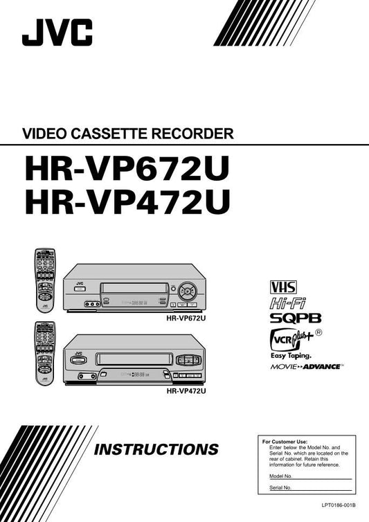 JVC HRVP472U HRVP672U VCR Operating Manual