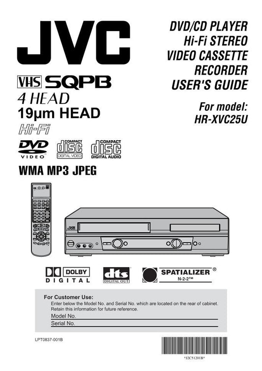 JVC HRXVC25U DVD/VCR Combo Player Operating Manual