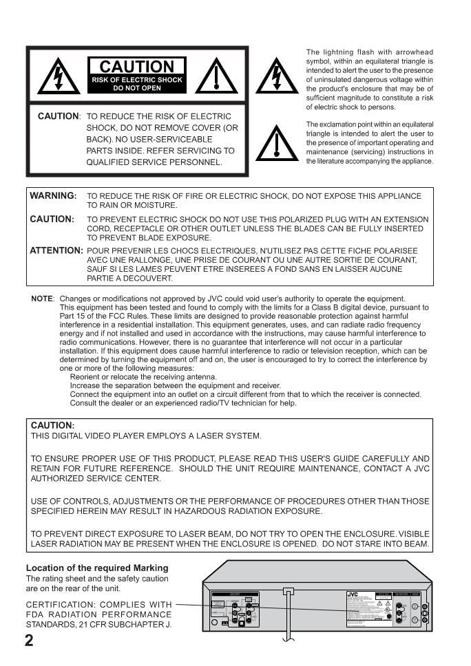 JVC HRXVC25U DVD/VCR Combo Player Operating Manual