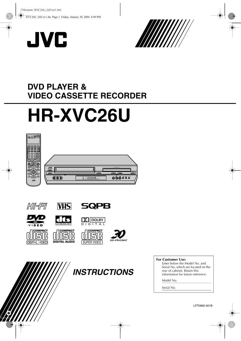 JVC HRXVC26U HRXVC26UA HRXVC26US DVD/VCR Combo Player Operating Manual